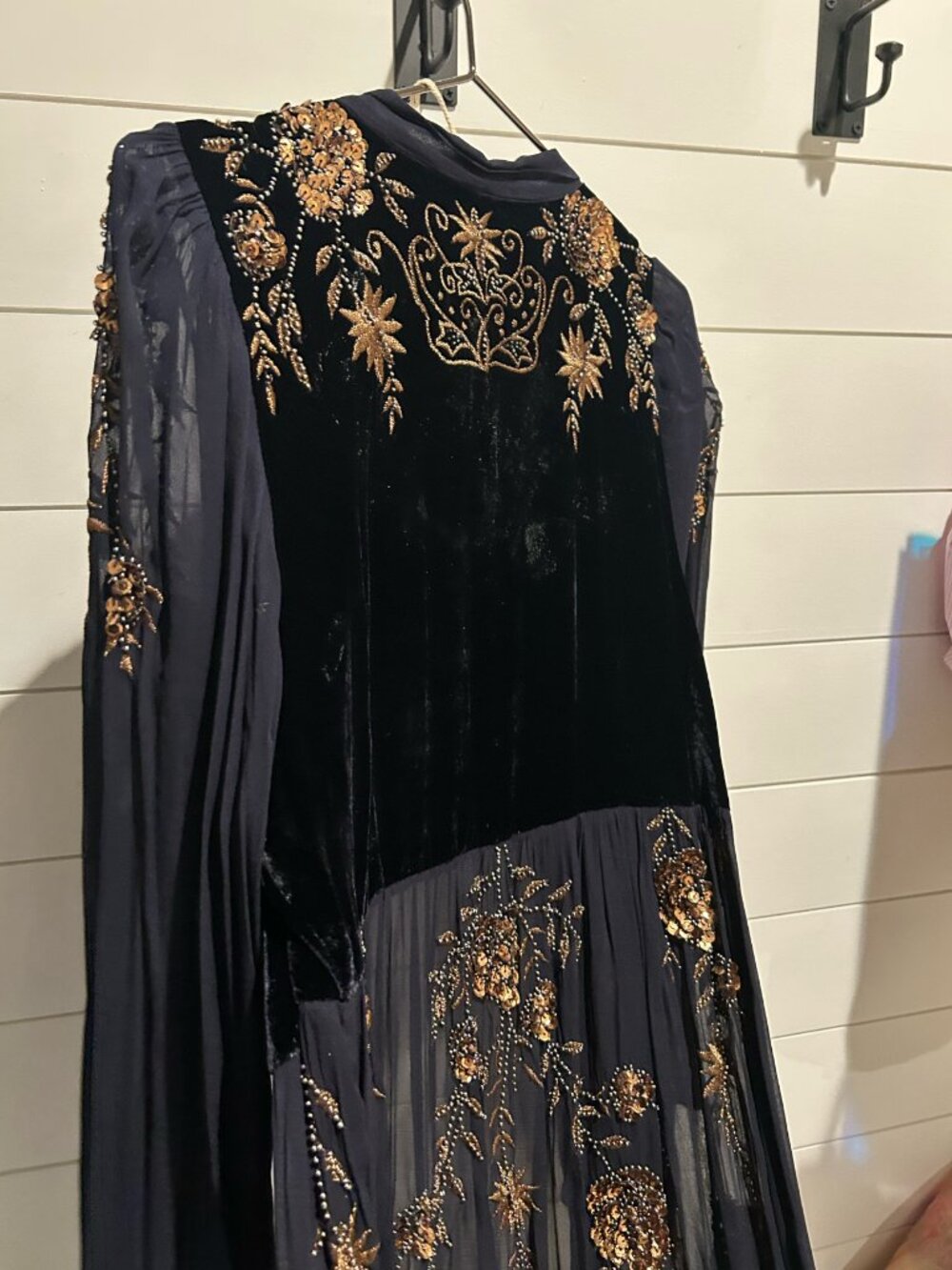 Free People Navy Beaded Sheer Maxi Kimono Duster NWT $800 Retail - Picture 4 of 6